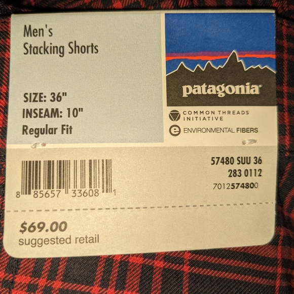 Red and Black plaid Patagonia Stacking Shorts - Picture 7 of 8